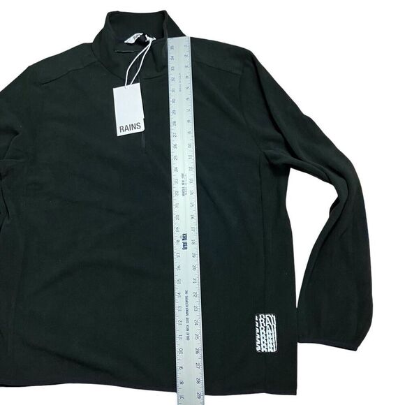 RAINS Sweater WMNS L Black Fleece Pullover Half Zip Layer Logo Lightweight - Picture 2 of 8